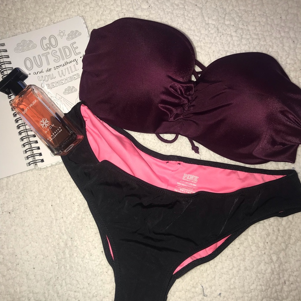 🌺 🌺 PINK RUSHED FROUNT BANDEAU BATHING SUIT TOP